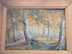 Vintage Original Small Gem Oil Painting Plein Air Landscape Trees Fall unsigned
