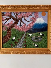 Framed Original Red-Crowned Crane Landscape Acrylic Canvas Painting Wall Art
