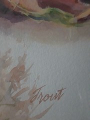 Watercolor on Paper Matted Signed Don Trout Resting Place 28 x 20 in