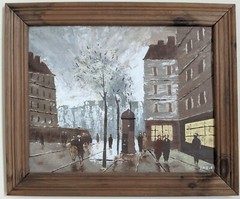 Parisian Street Scene 1981 Original Painting Signed by Brad Fabian 19.5″ x 15.5″
