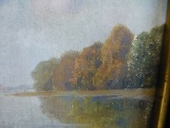(B1294) Small Oil Painting „Waters at the Edge of the Forest“ illegibly signed