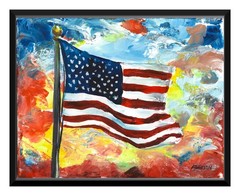 11×14 Original American Flag Painting on Canvas Patriotic USA Wall Art by Jim
