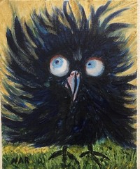 Crow Painting Bird Original Painting Raven Wall Art Golden Painting