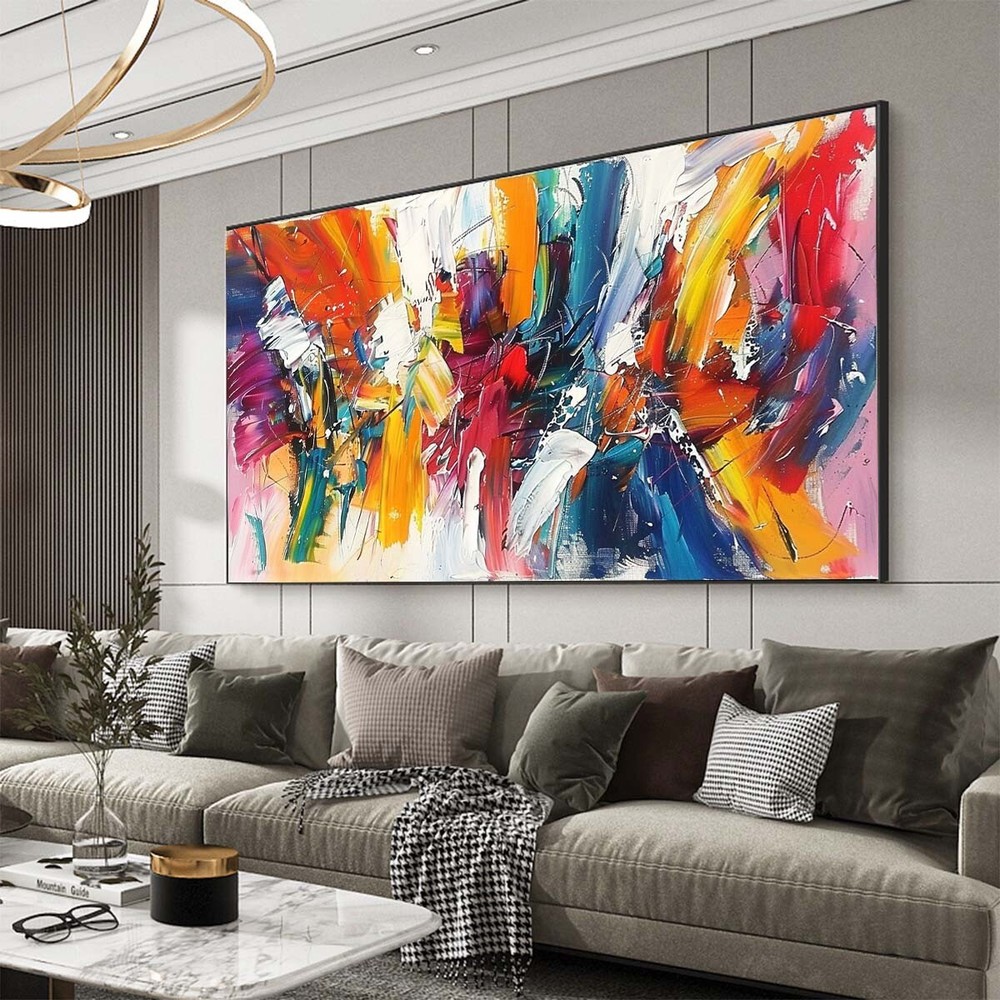 Modern Palette Knife Texture Colorful Abstract Wall Art Oversize Oil Painting #3