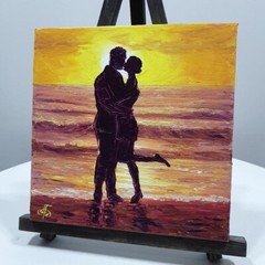 Ukraine Artist Twilight Romance Duet Original Oil Painting Gift Wall Art Decor
