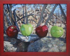 Acrylic Framed Canvas ~ Apple Painting Original Art By Rockn Palette