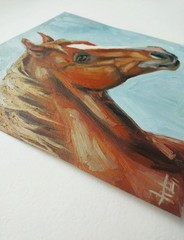 Original painting Portrait Red Horse 8×8 inches modern oil painting