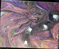 „Dark River Of Petals“ By LMS Acrylic Fluid Art Denver Colorado
