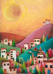 Original Hand-Painted Art | 5 x 7 in Acrylic | „Spanish Hillside 001“