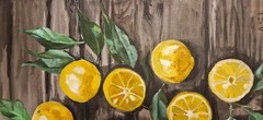 Original oil painting lemons kitchen artwork food fruits nature art 12×16″