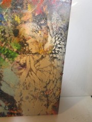 MUSK YAI 11X14 ABSTRACT PAINTING ORIGINAL ACRYLIC SIGNED CANVAS DOUBLE SIDED GRA