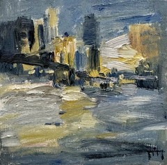 New York No. 10 6×6 Original Oil Painting Impressionist Landscape Wall Decor