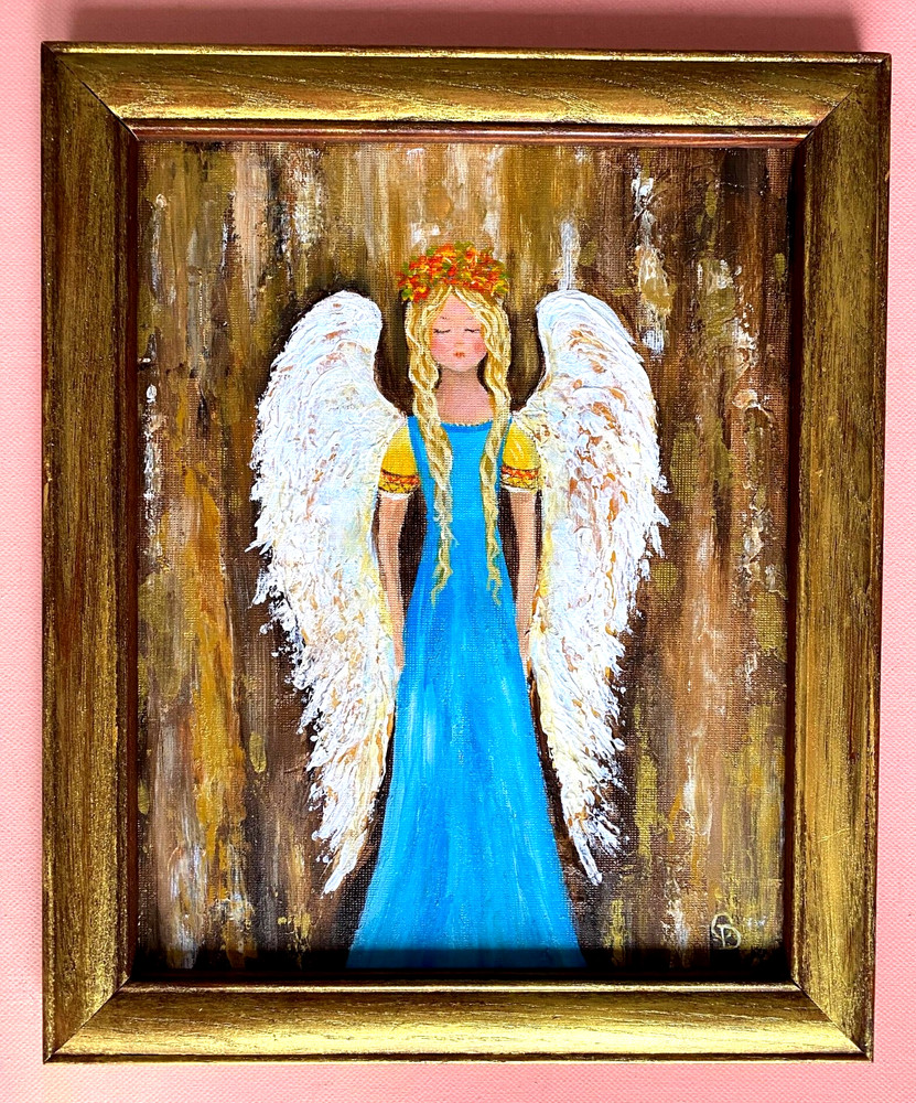 ORIGINAL Painting „ANGEL “ impasto ACRYLIC 10″x 8″ by Olga Diduh.