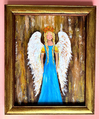 ORIGINAL Painting „ANGEL “ impasto ACRYLIC 10″x 8″ by Olga Diduh.