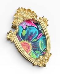 Tropical Flowers mini floral print of original painting • vintage ornate frame