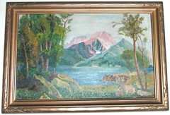 VINTAGE G RIGGS HANDSIGNED FRAMED HIGH TEXTURED OIL PAINTING,COLORFUL LANDSCAPE