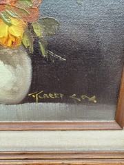VTG Robert Cox Floral Oil Still Life Painting Frame Wall Art ~ Lot Of 3 Signed
