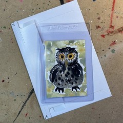 Humphrey the Moonlight Keeper ACEO Original Painting Owl Art Card 2.5×3.5 OOAK