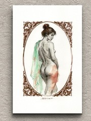Original Female Figure Portrait Classical Painting 5.5×8.5 Book page