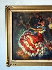 SASSOON ANTIQUE SPANISH DANCE OIL PAINTING VINTAGE FLAMENCO DANCER SPAIN 1960