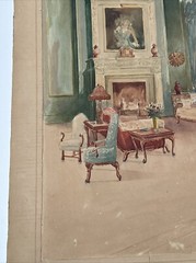 ANTIQUE INTERIOR PAINTING BY CARY 19TH TO 20TH CENTURY HEIRLOOMS ILLUSTRATION