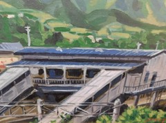 1968 VTG Japan Plein Air Impressionist Oil – Mountains Historical 20 x 16 SIGNED