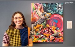Original Sci-Fi Painting Alana Barrett Futuristic Surrealism Miami Colorful