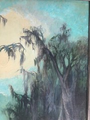 Colette Pope Heldner 1902-1990 New Orleans Artist Louisiana Swamp Oil Painting