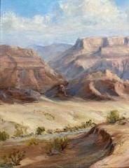 Warren Hume VTG Navajo Hogan Arizona Desert River Landscape Plein Air Painting