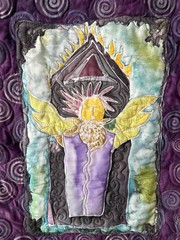 Carol L Myers Fire Shrine Silk Painted Quilted Textile Art