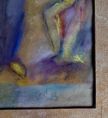 Stella Bloch Isadora Duncan Pastel Early 1900s SB Monogram Frame- RARE 16 x 14.5