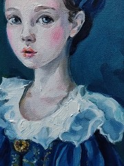 Original portrait of woman, Girl, Contemporary art, Old Fasion costume, Framed
