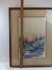 VTG Oil on Cardboard Custom Framed Painting Landscape Trees Creek Artwork
