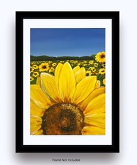 Hand Painted Bright Sunflowers Easy To Frame Wall Art Acrylic 11×13” Art Paper
