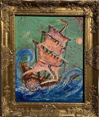 Textured acrylic Painting on Canvas by Serg Graff, „Scarlet Sails“, Seascape COA