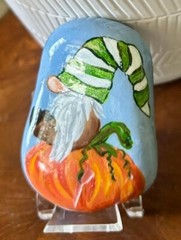 Original Hand Painted Kindness Rock „Pumpkin Gnome“ Acrylic Gnome Series Art