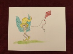 Elf Watercolor Print-Let’s Fly a Kite – 8 1/2″ x 11″ Print