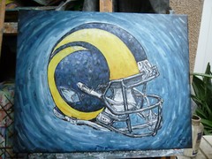 RAMS HELMET wow Football Art NEW oil Painting 16×20 original signed Crowell