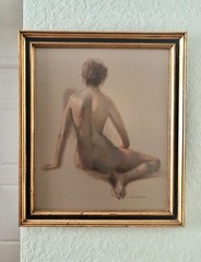 S Allyn Schaeffer Original Nude Woman Oil Painting 20 1/4 W x 23 3/4 H