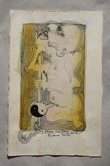 Jörg Shimon Schuldhess 1941-1992 Basel/watercolor & ink „Lone Thinker“ 1987