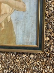 Picasso Style 1931 Jane Carter Mother Child Oil Canvas Signed Framed COA
