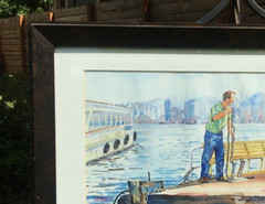 Original Tug Boat Watercolor by: LAURA HOPPER. Colorful-Detailed-Excellent.