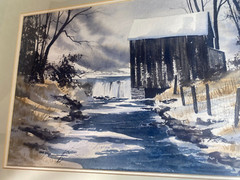 Craig Golden Myers „Grist Mill Scene“ Watercolor Painting – Signed/Framed