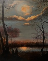 Original artwork oil painting landscape on wooden board