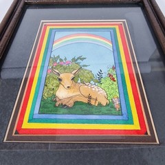 Vintage Fawn Fairy and Rainbow Watercolor Illustration by Cheyenne 1979