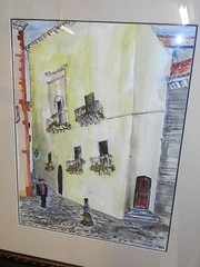 Framed Watercolor Painting – European Street Scene – Zion Yakar