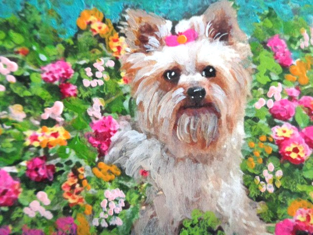 ACEO Adorable YORKIE YORKSHIRE TERRIER DOG Painting ART