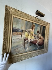GABRIELE DAUBE ANTIQUE BALLERINA GIRL OIL PAINTING VINTAGE BALLET DANCER 1940s