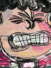 Comic Strip Vintage Mixed Media Pop Art Original Canvas Painting 11×14 Lucy