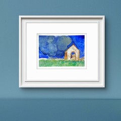 Northern Ireland Church Unique Impressionist Watercolor 9×12 Paper